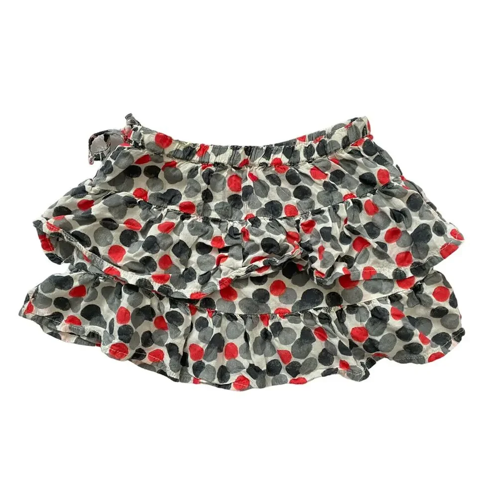 OSHKOSH B’GOSH Abstract Dot Viscose Tiered Skirt Size 2T Light Gray White Pink